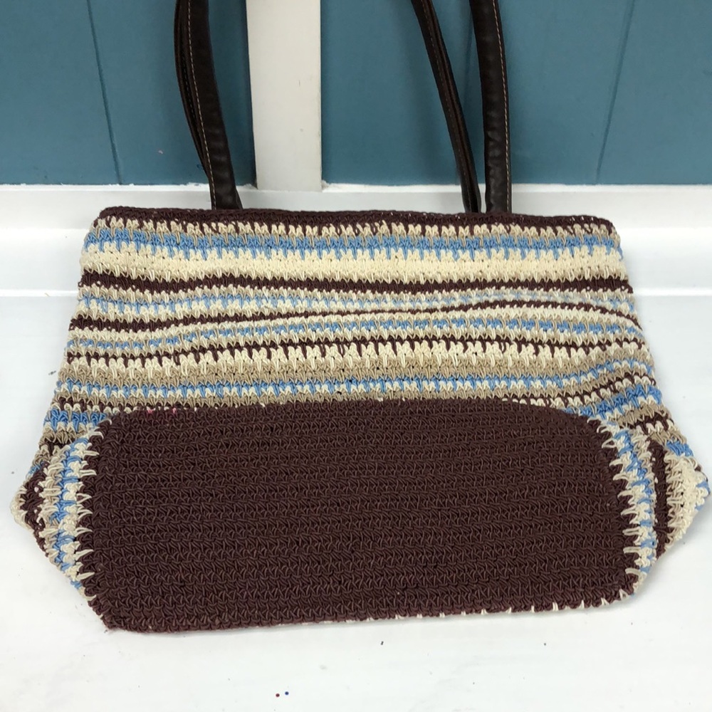 Crochet knit purse‎ ivory brown crochet purse granny core 12” shoulder bag - Picture 10 of 10